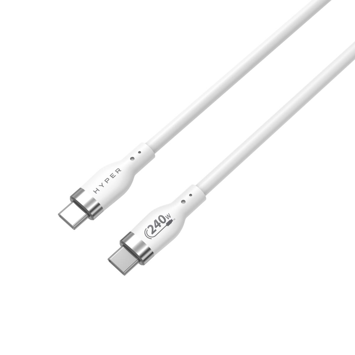 Hyper® Silikon USB-C zu USB-C Ladekabel 1m (240W, Weiß)