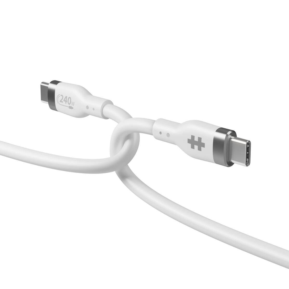 Hyper® Silikon USB-C zu USB-C Ladekabel 1m (240W, Weiß)
