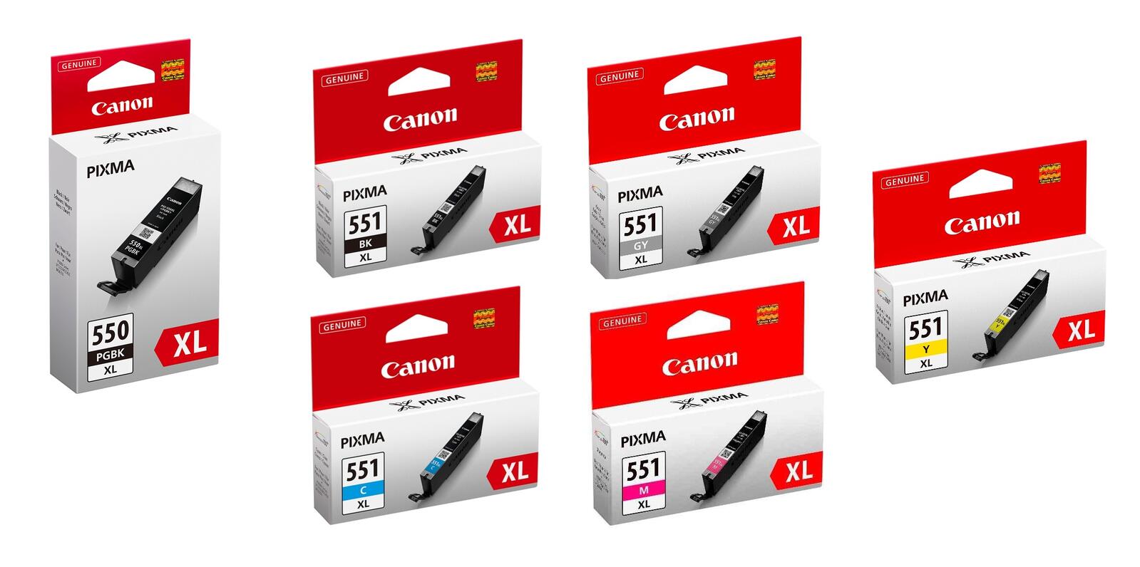 Canon Original PGI-550PGBK/CLI-551 XL Druckerpatronen 6er-Multipack - BK/C/M/Y/GR/BK