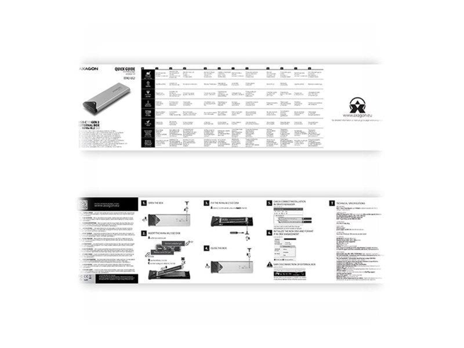 AXAGON EEM2-UG2 - storage enclosure - M.2 NVMe Card / PCIe (NVMe) - USB 3.2 (Gen 2)