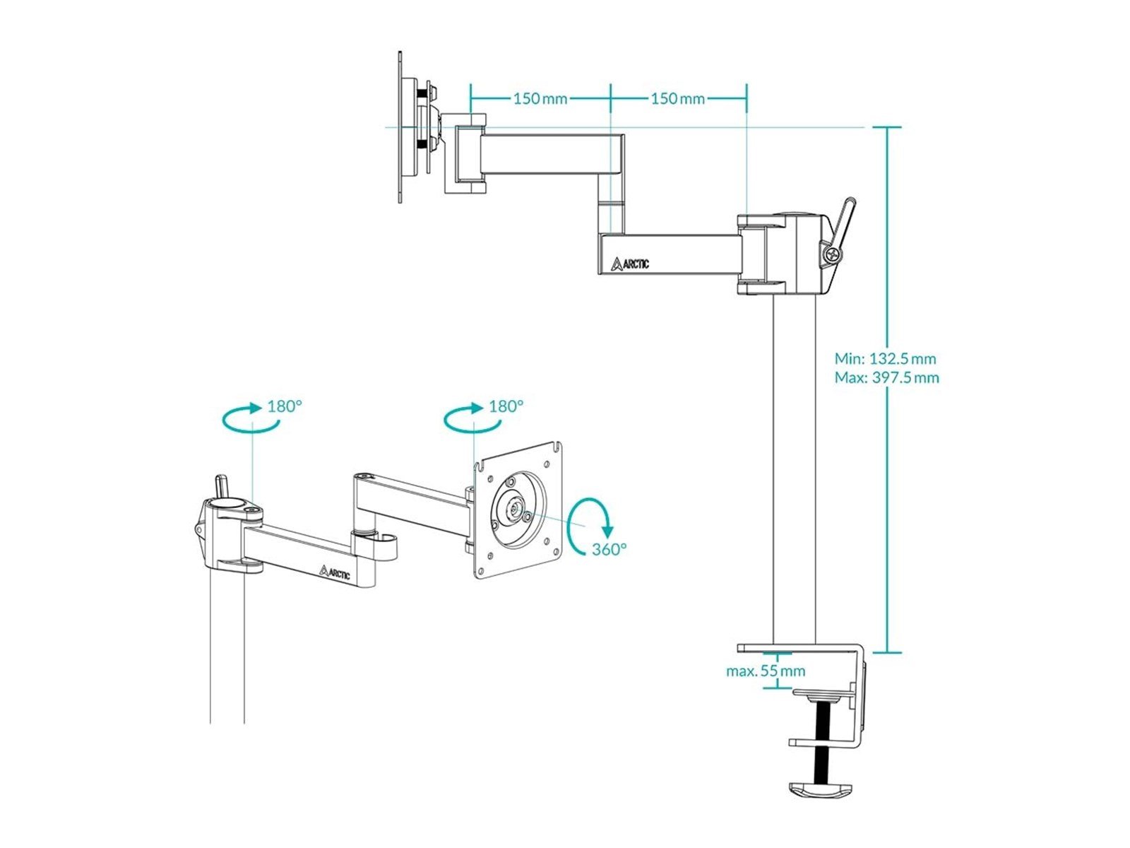 Arctic X1 - Desk Mount Monitor Arm