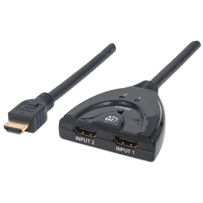 MANHATTAN HDMI Adapter 2-Port integriertes Kabel