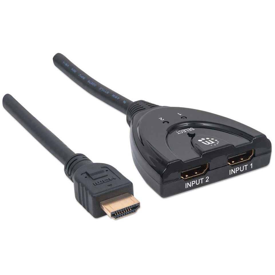 MANHATTAN HDMI Adapter 2-Port integriertes Kabel