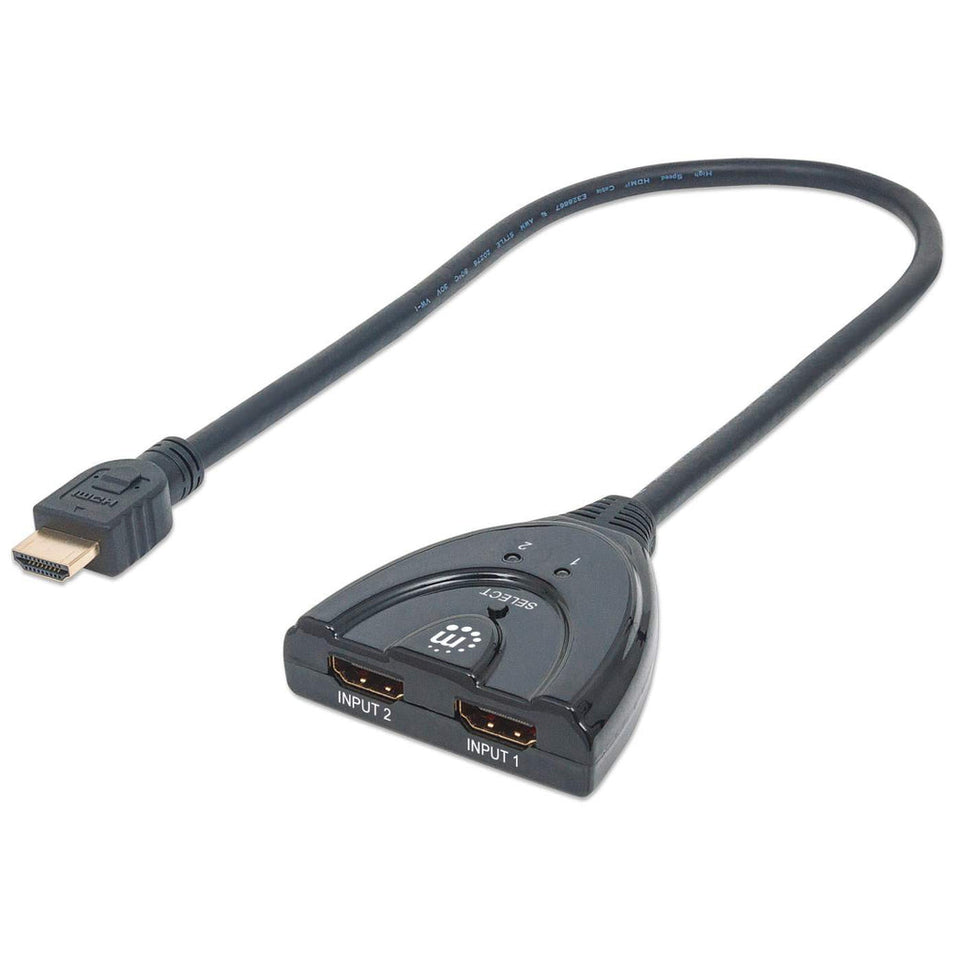 MANHATTAN HDMI Adapter 2-Port integriertes Kabel