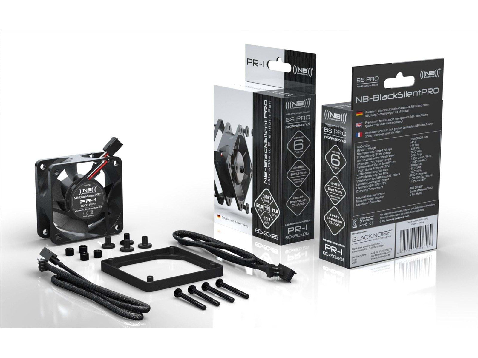 Blacknoise BlackSilent Pro PR-1 - Gehäuselüfter - 60mm - Schwarz - 11 dBA