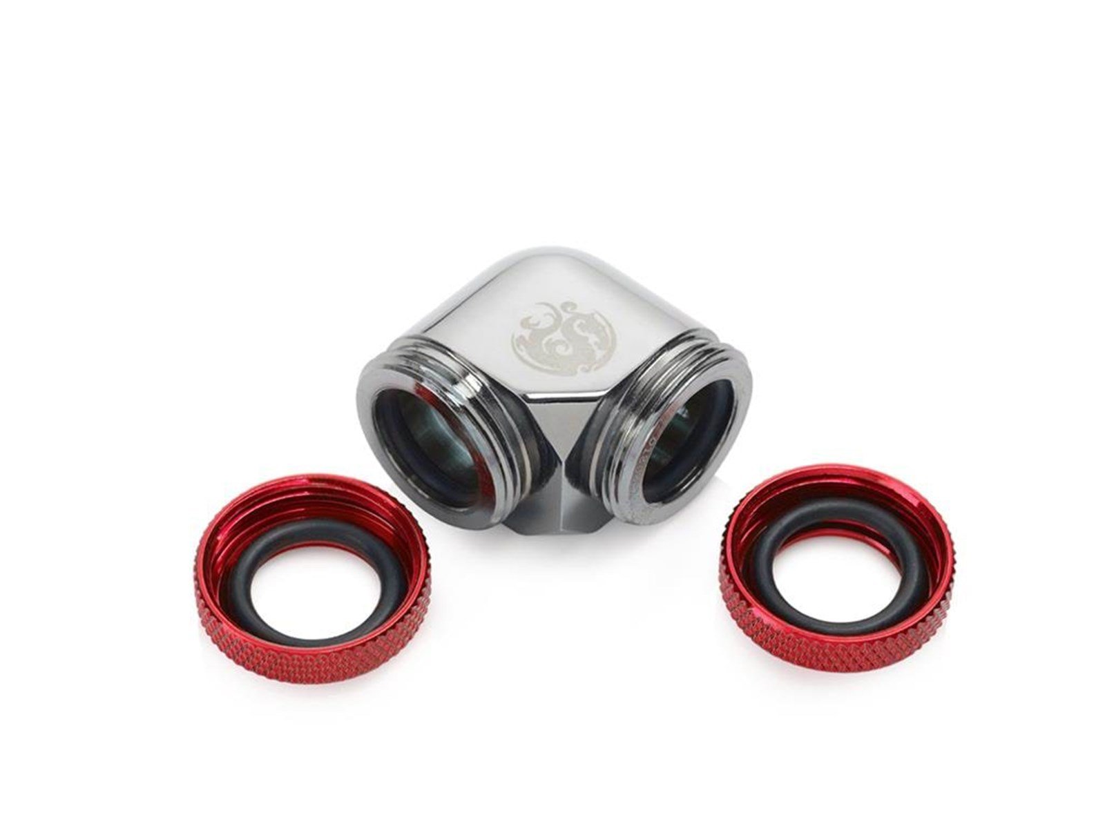 Bitspower Black Sparkle / Deep Blood Red Enhance 90-Degree Dual Multi-Link Adapter For OD 12MM