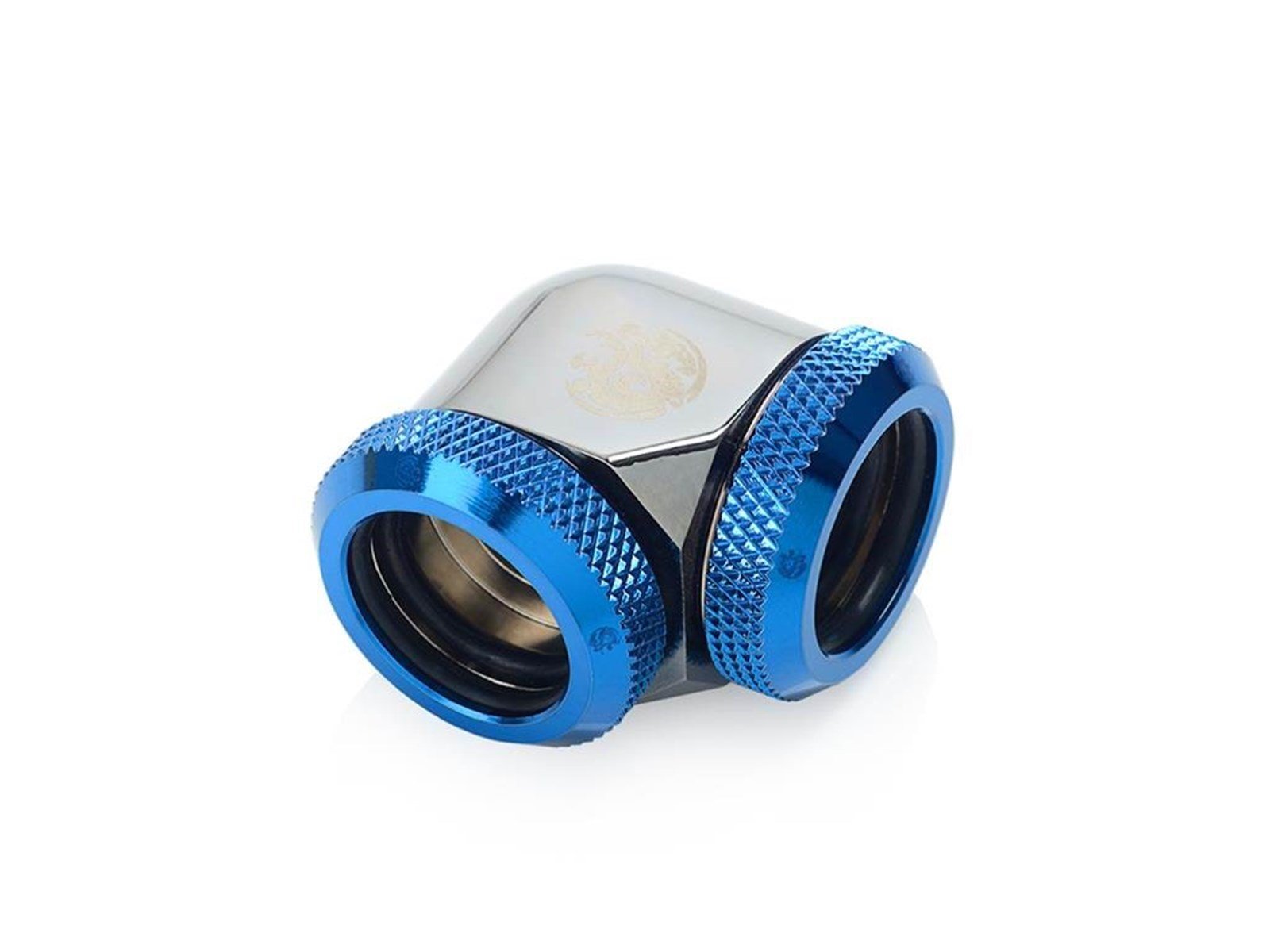 Bitspower Black Sparkle / Royal Blue Enhance 90-Degree Dual Multi-Link Adapter For OD 16MM