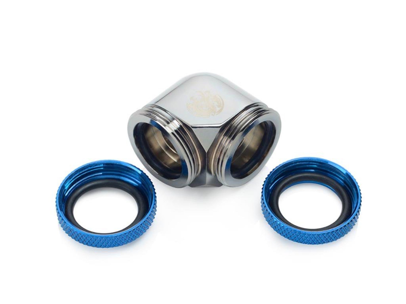 Bitspower Black Sparkle / Royal Blue Enhance 90-Degree Dual Multi-Link Adapter For OD 16MM