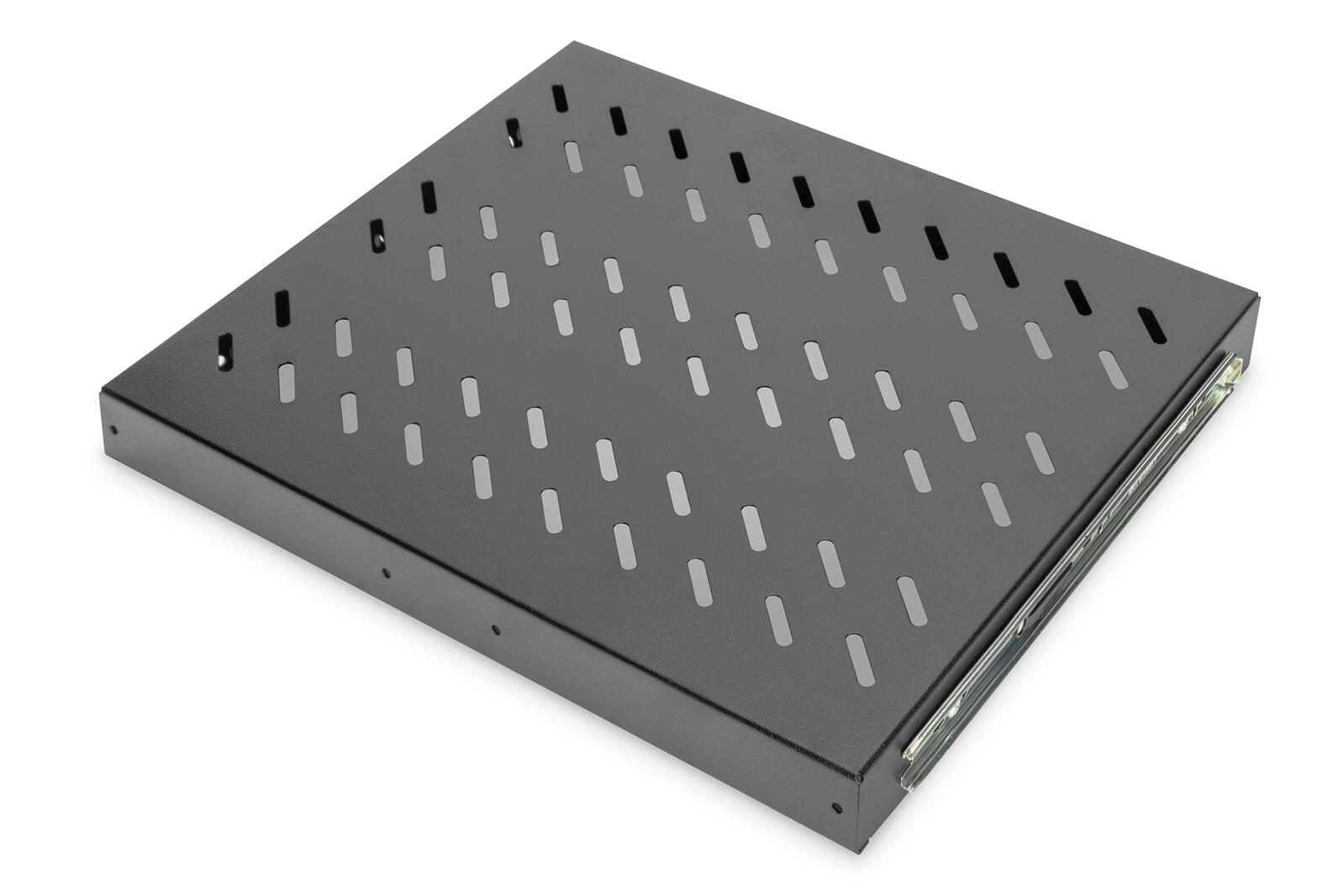 Digitus Fachboden 19'-Schränke ausziehbar ab 600mm Tiefe bis 25kg 1HE RAL9005 schwarz