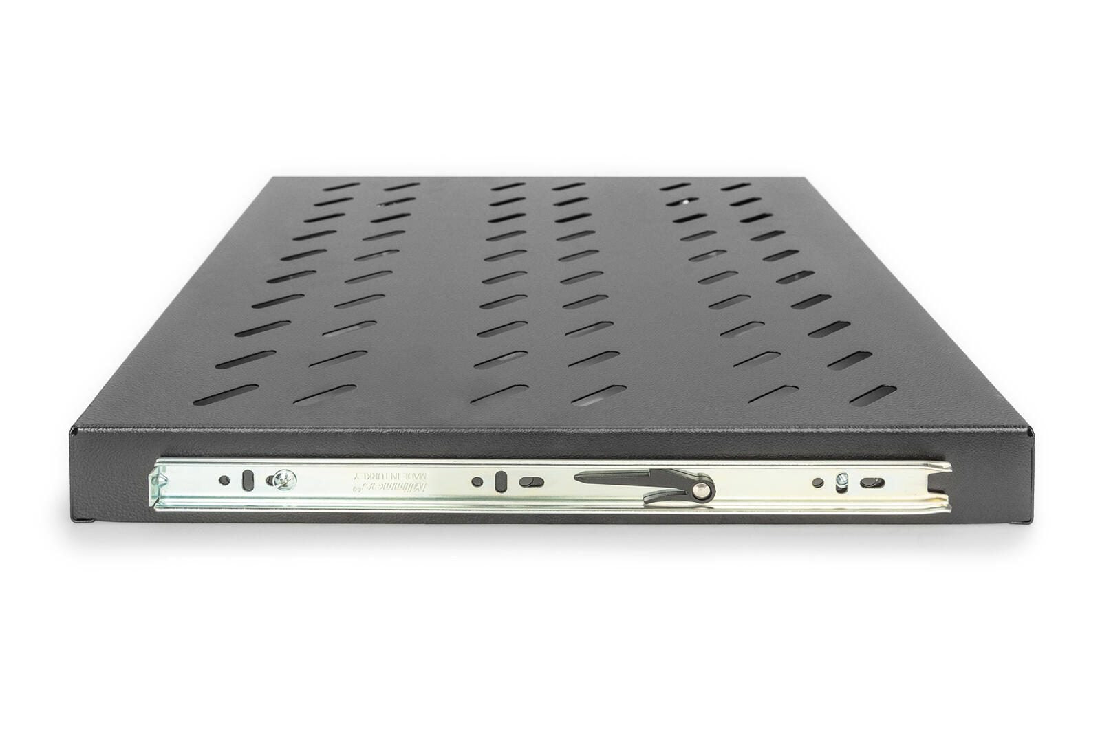 Digitus Fachboden 19'-Schränke ausziehbar ab 600mm Tiefe bis 25kg 1HE RAL9005 schwarz