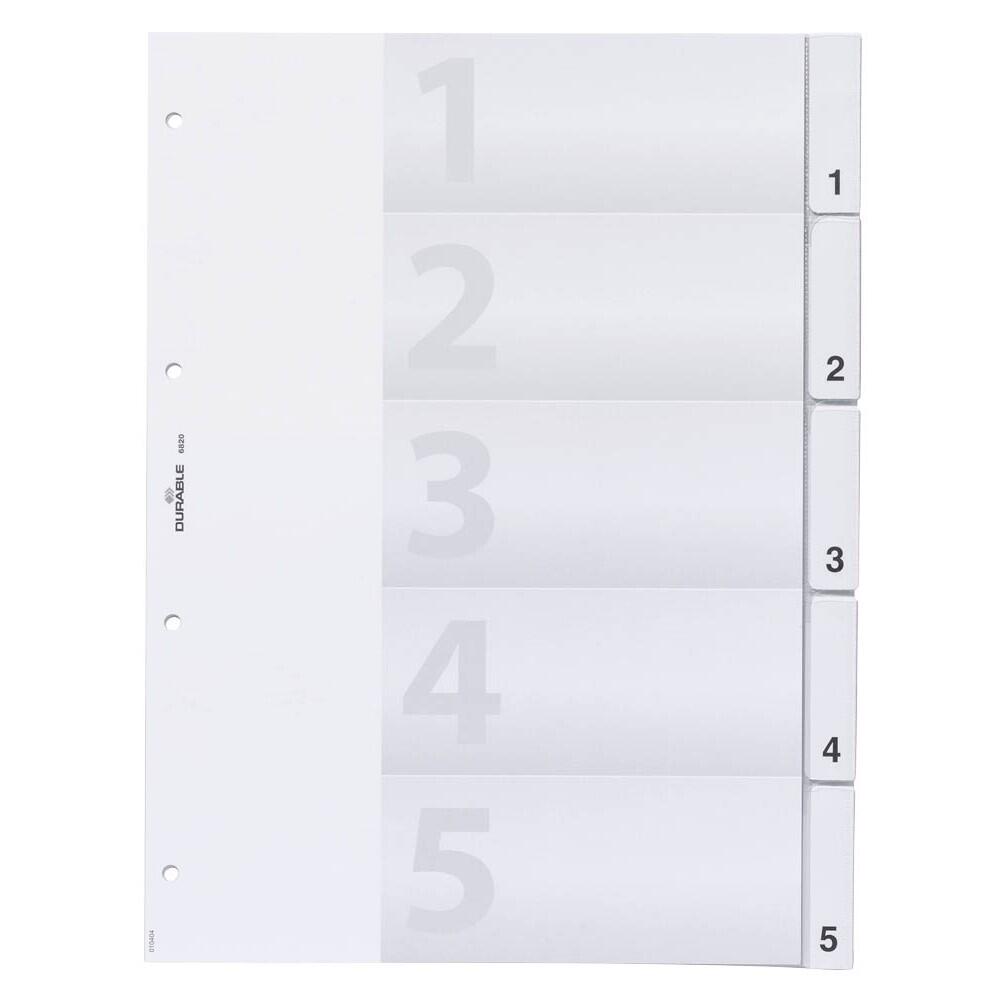 DURABLE Ordnerregister Vollformat 1-5 transparent - 1 Satz