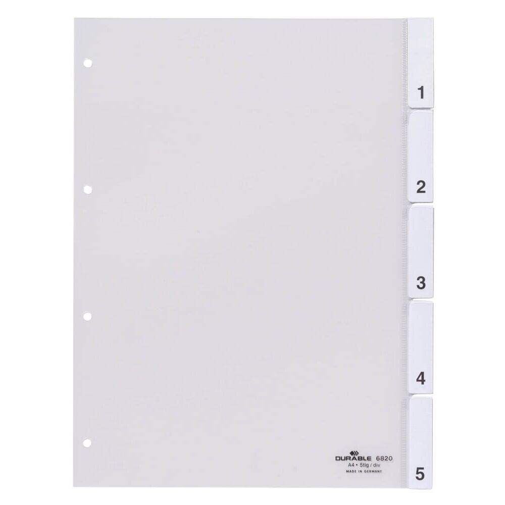 DURABLE Ordnerregister Vollformat 1-5 transparent - 1 Satz