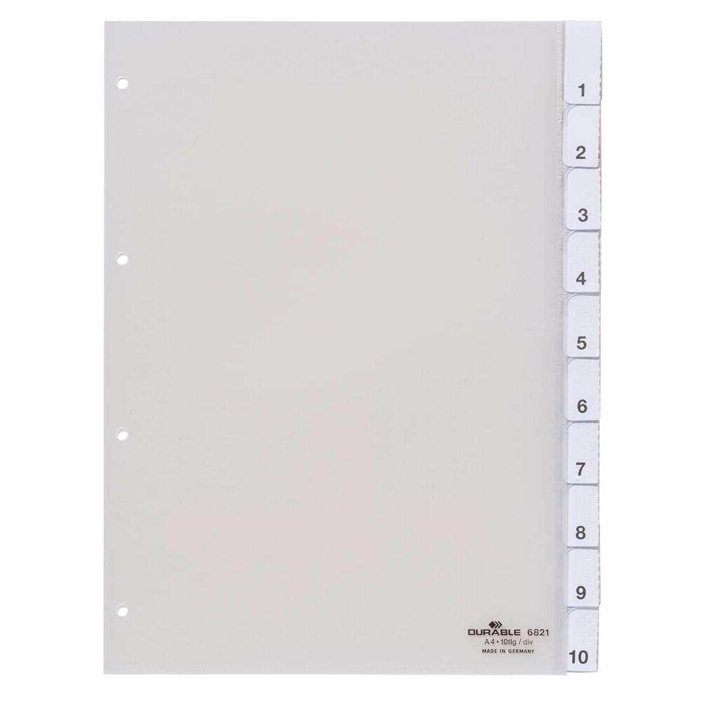 DURABLE Ordnerregister Vollformat 1-10 transparent 10-teilig - 1 Satz