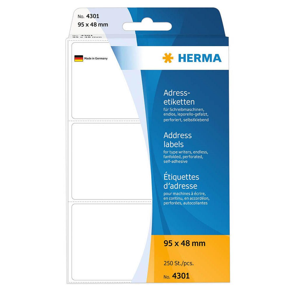 HERMA Adressetiketten 4301 weiß 95,0 x 48,0 mm - 250 Stück