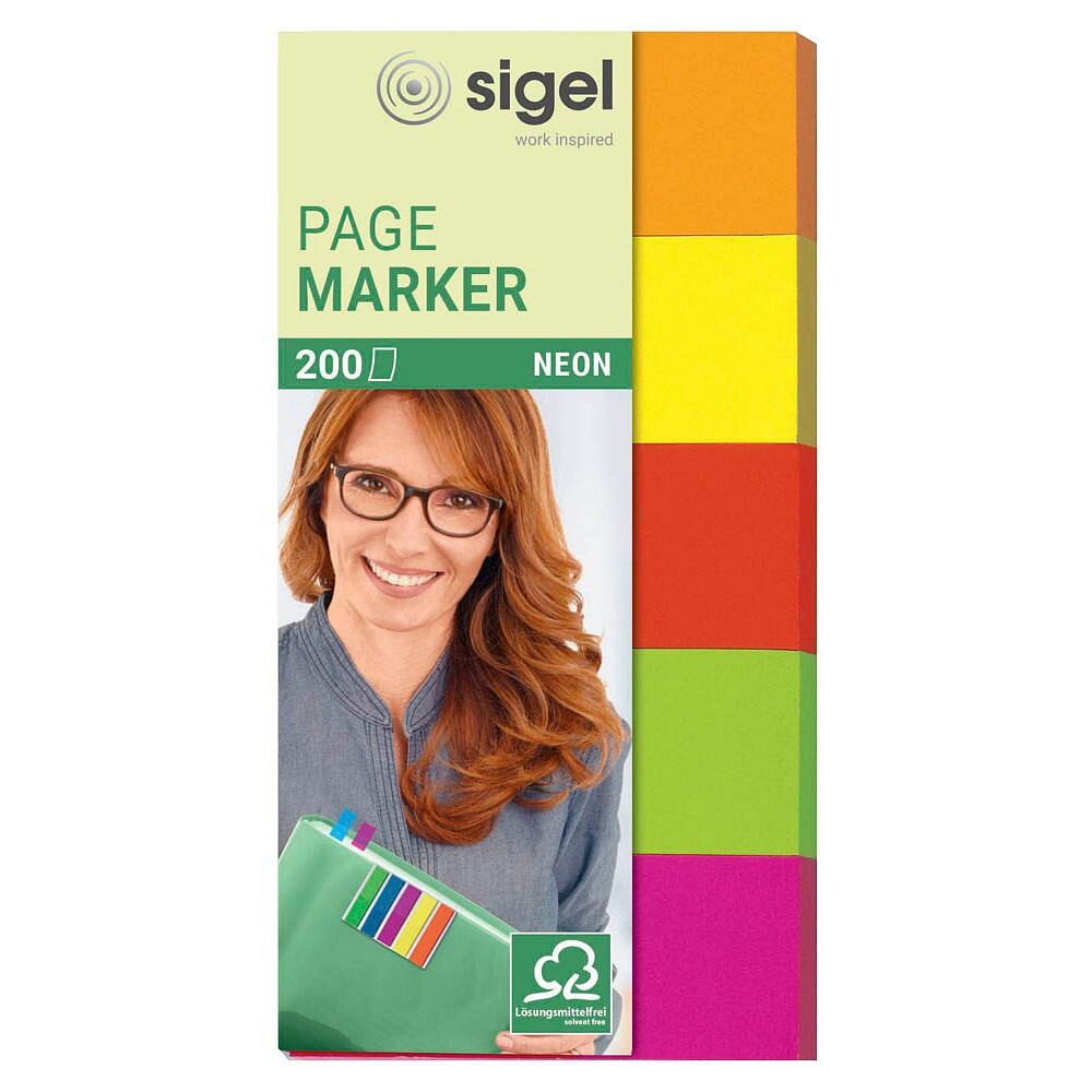 sigel NEON Haftmarker farbsortiert - 5x 40 Streifen