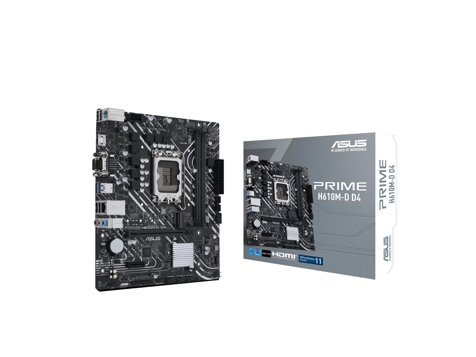ASUS PRIME H610M-D D4 Mainboard - Intel H610 - Intel LGA1700 socket - DDR4 RAM - Micro-ATX