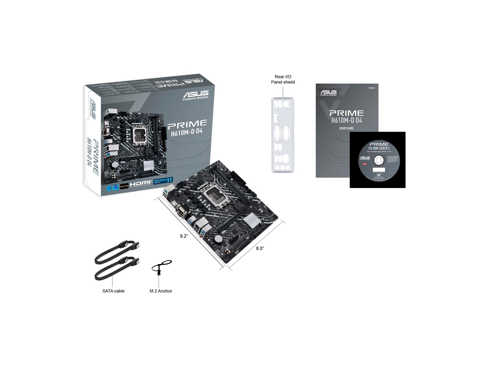 ASUS PRIME H610M-D D4 Mainboard - Intel H610 - Intel LGA1700 socket - DDR4 RAM - Micro-ATX