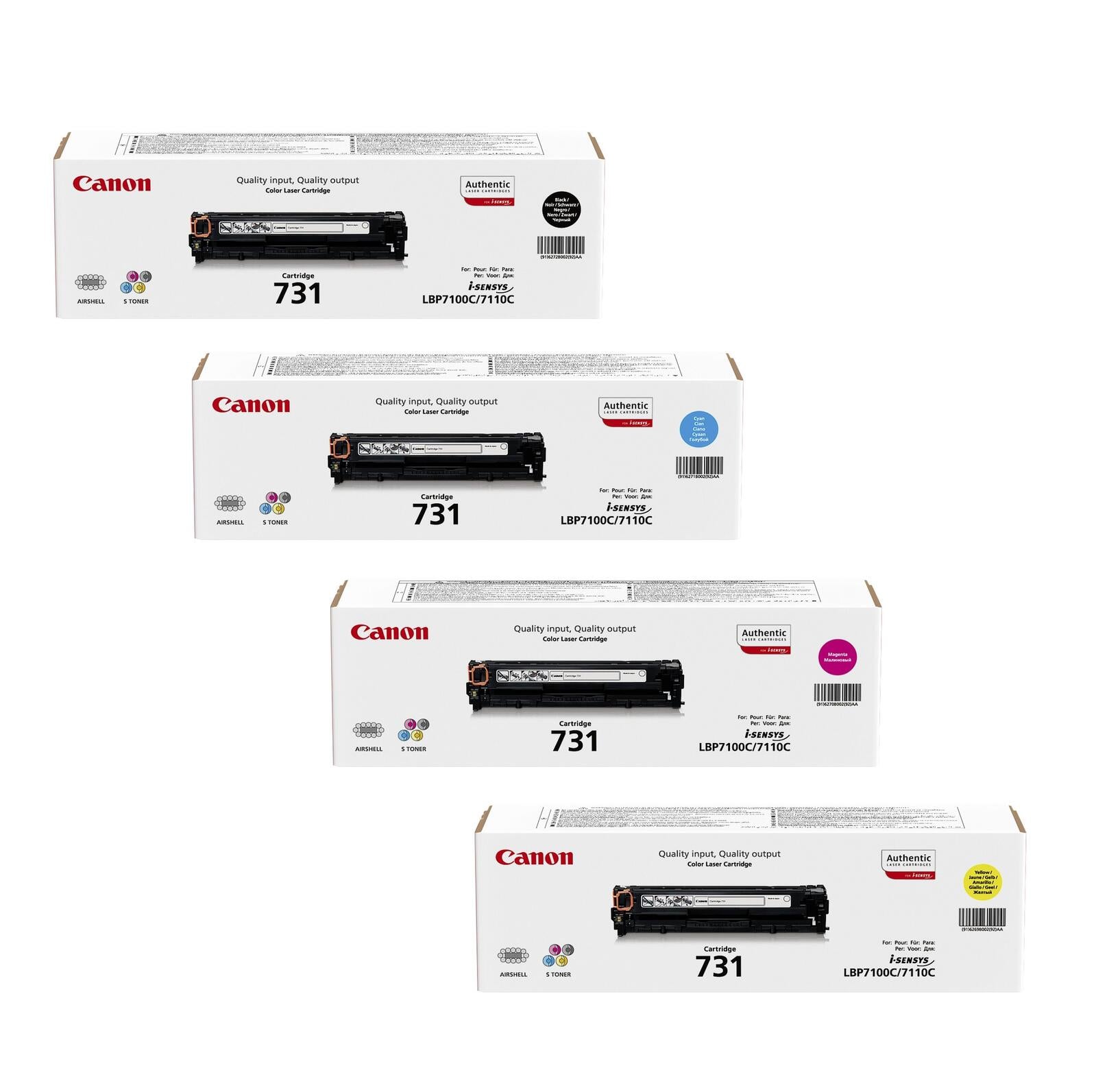 Canon Original Toner 731-Serie 4er Set schwarz, cyan, magenta, gelb