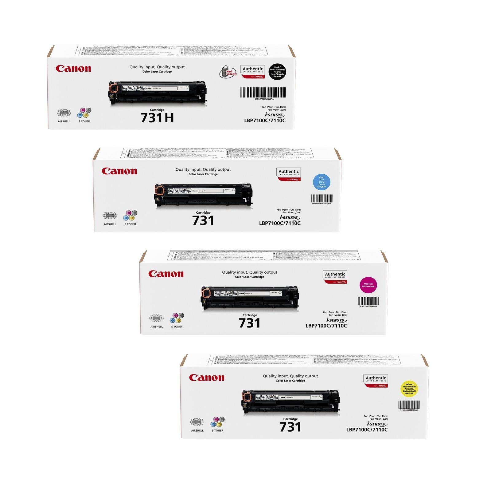 Canon Original Toner 731H-Serie 4er-Set schwarz, cyan, magenta, gelb hohe Kapazität (OP6273B002)