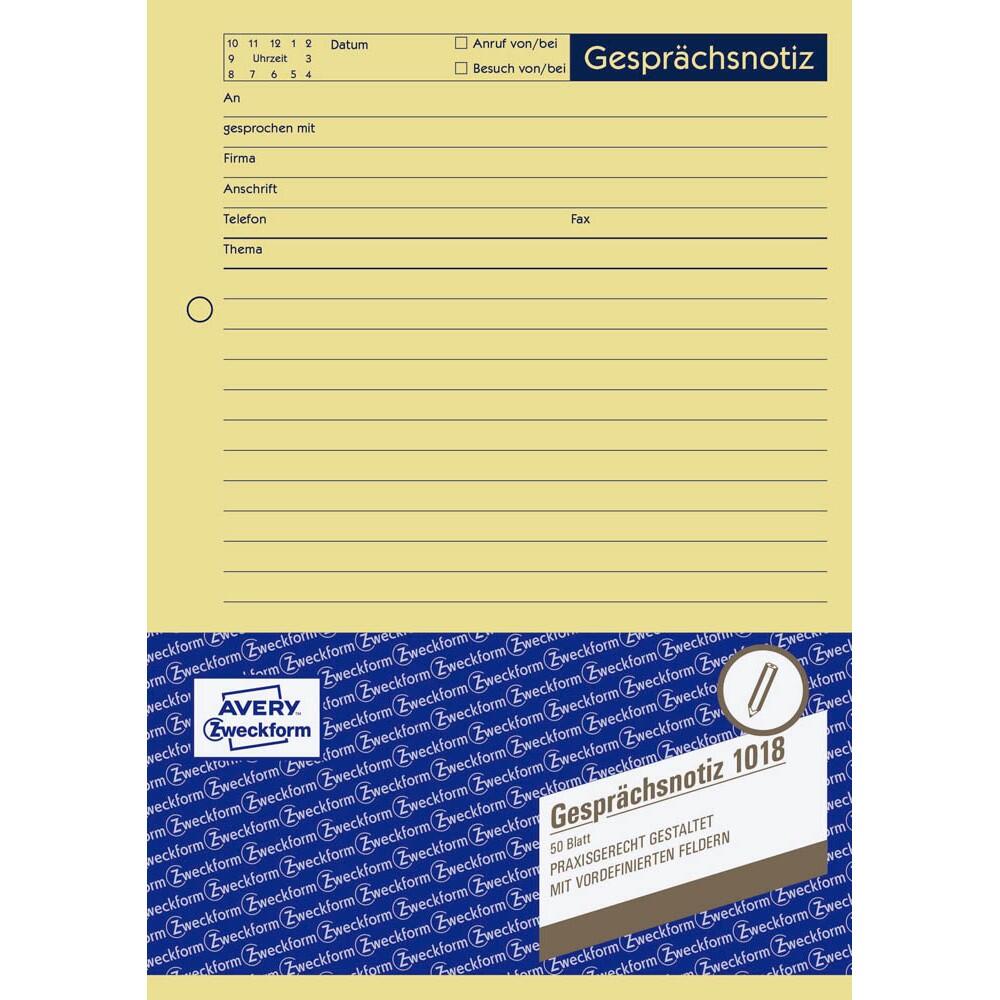 AVERY Zweckform Gesprächsnotiz Formularbuch 1018 - 1 x 50