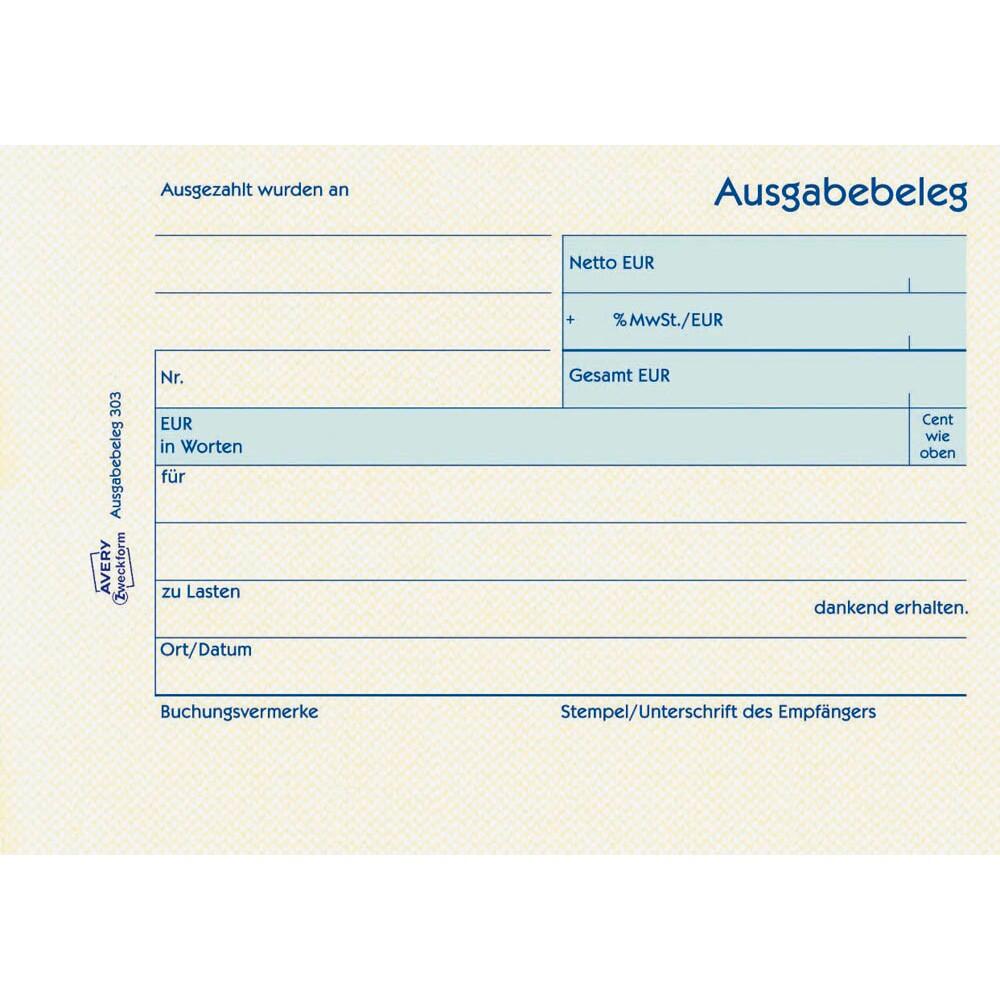 AVERY Zweckform Ausgabebeleg Formularbuch 303 - 1 x 50 Blatt