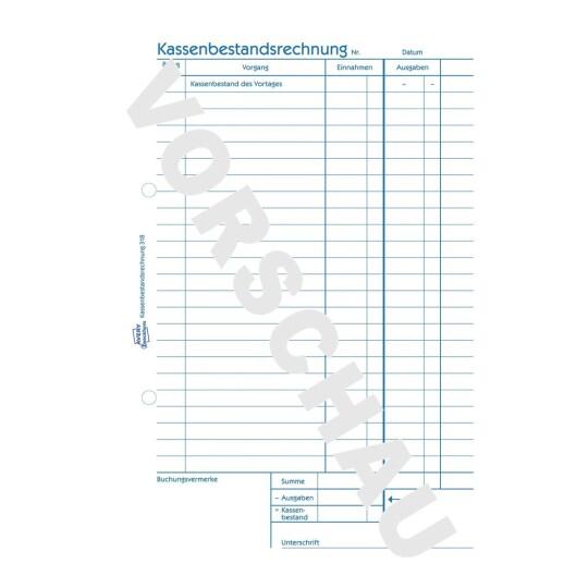 AVERY Zweckform Kassenbestandsrechnung 318