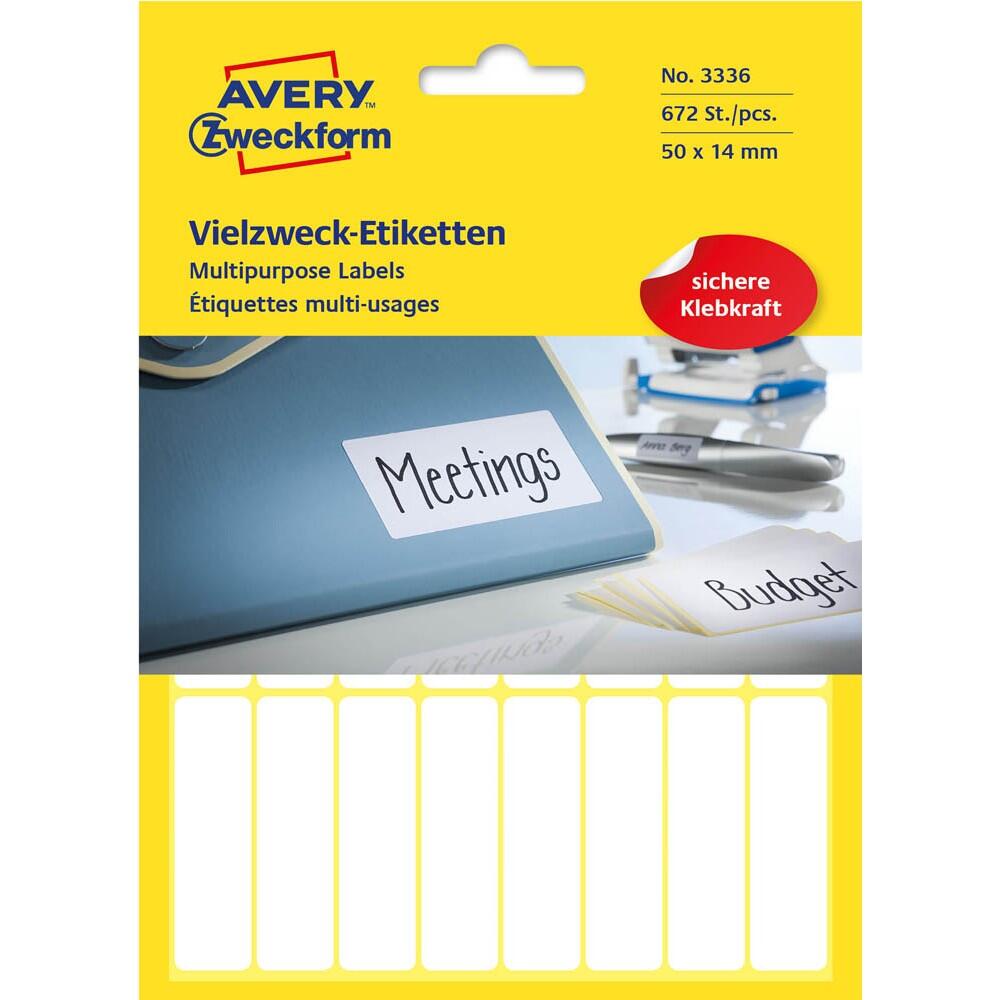 AVERY Zweckform Etiketten 3336 weiß 50,0 x 14,0 mm - 672 Stück