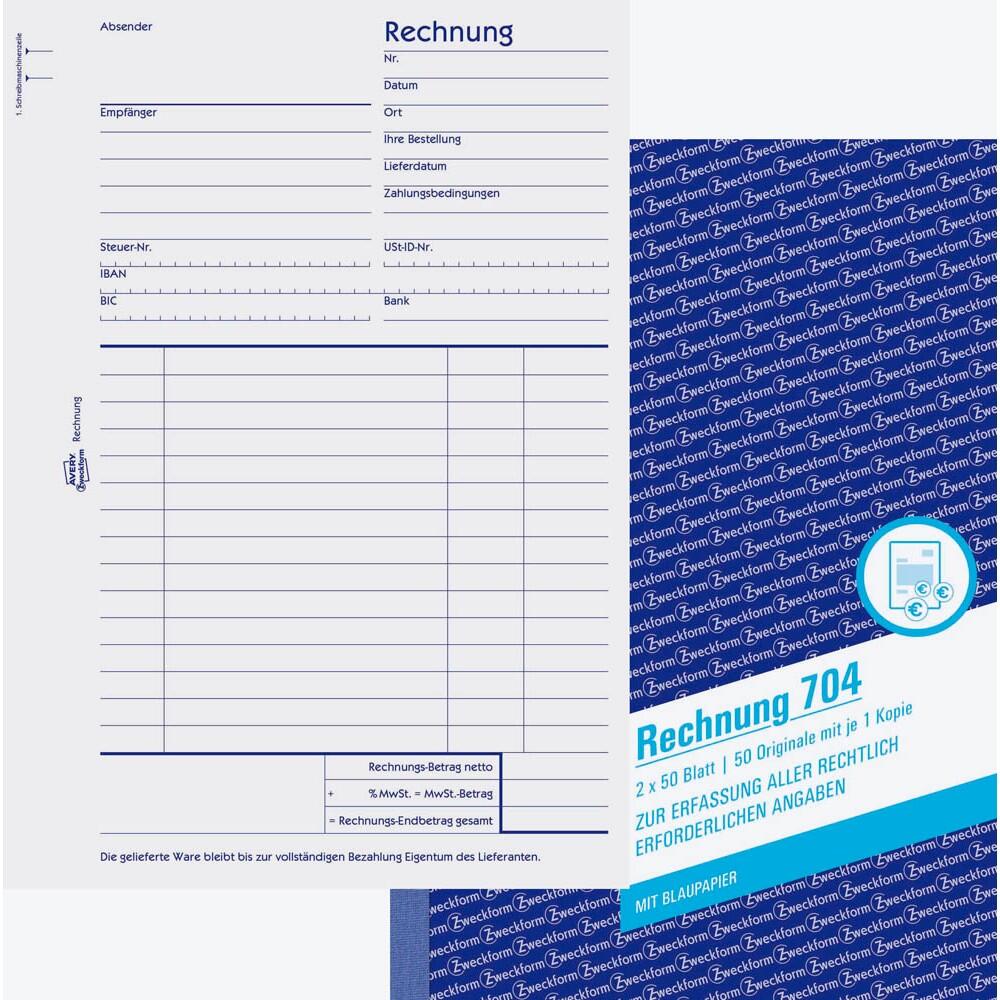 Avery Zweckform Rechnungsformular 704 - 2 x 50 Blatt
