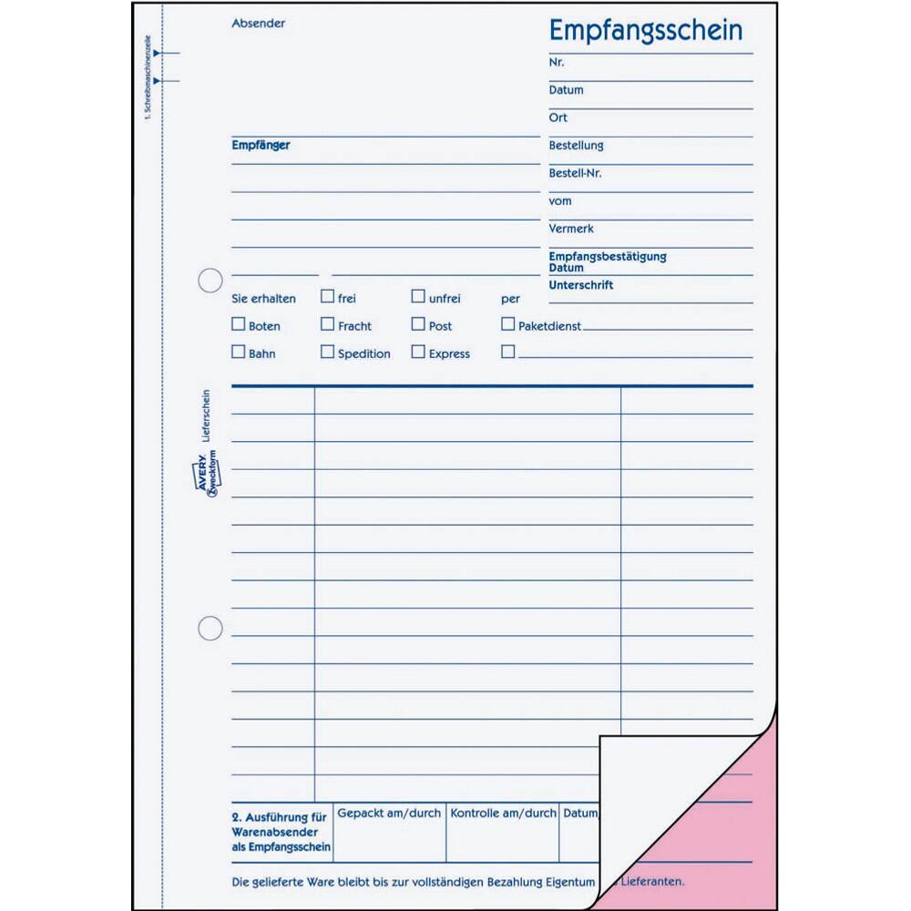 AVERY Zweckform Lieferschein mit Empfangsschein 726