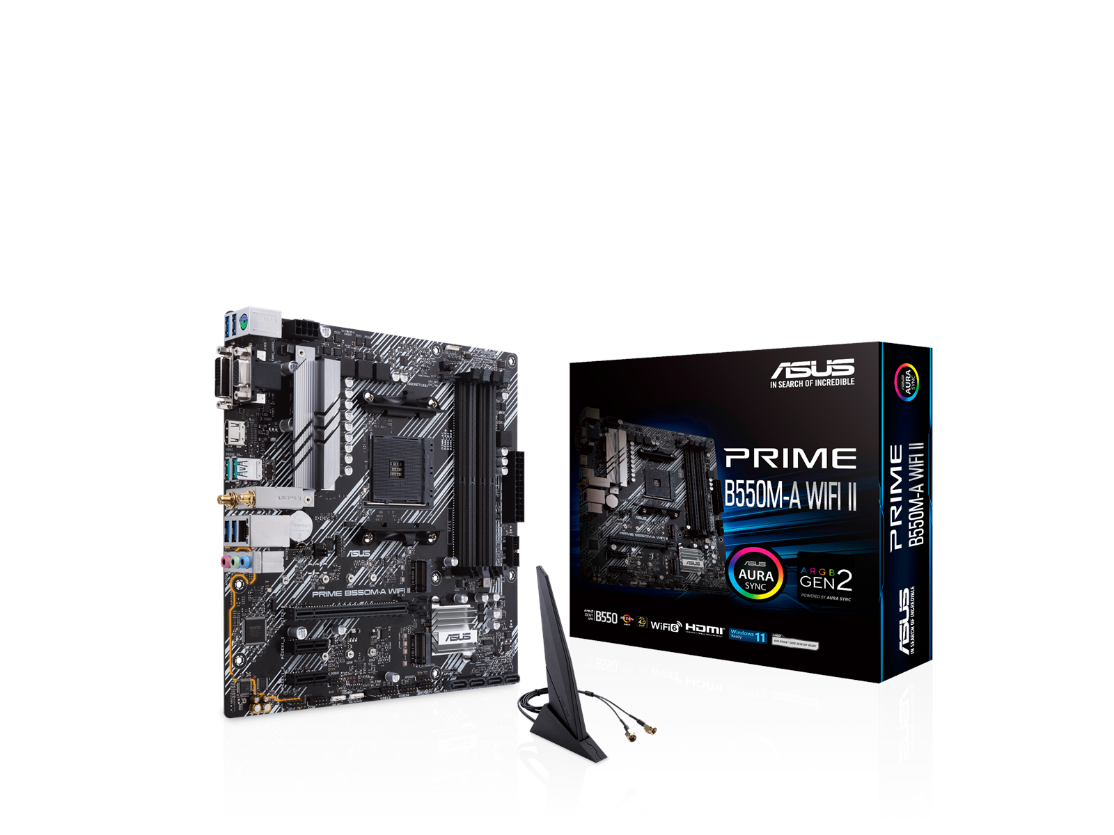 ASUS PRIME B550M-A WIFI II Mainboard - AMD B550 - AMD AM4 socket - DDR4 RAM - Micro-ATX