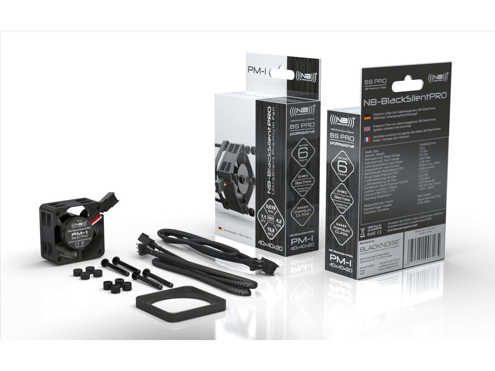 Blacknoise BlackSilent Pro PM-1 - Gehäuselüfter - 40mm - Schwarz - 14 dBA