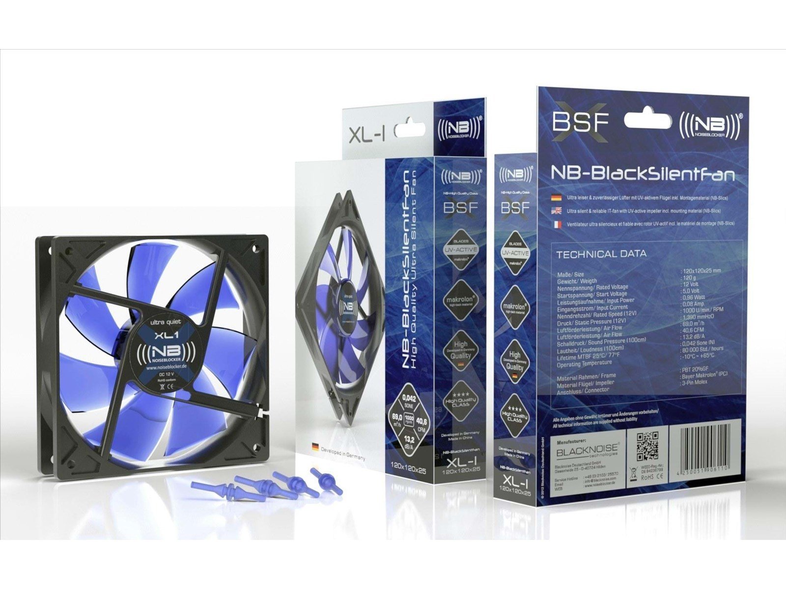 Blacknoise BlackSilentFan XL-P - Gehäuselüfter - 120mm - Schwarz - 31 dBA