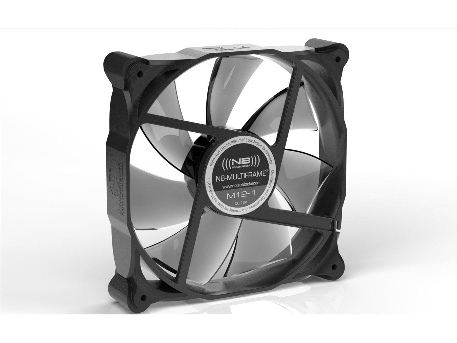 Blacknoise Multiframe M12-2 - Gehäuselüfter - 120mm - Schwarz mit weißen Flügeln - 16 dBA