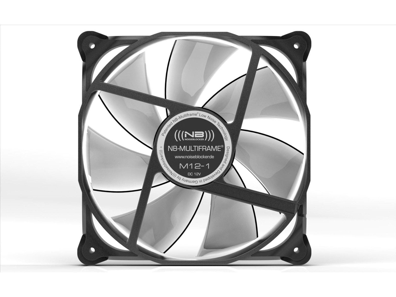 Blacknoise Multiframe M12-P - Gehäuselüfter - 120mm - Schwarz mit weißen Flügeln - 29 dBA