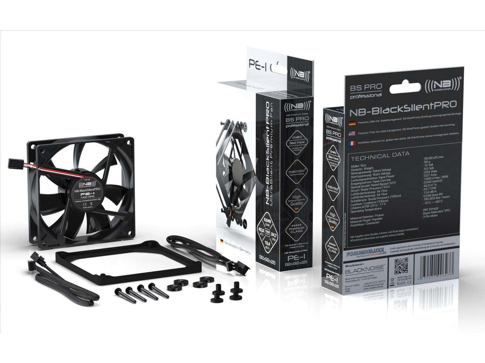 Blacknoise BlackSilent Pro PE-P - Gehäuselüfter - 92mm - Silber - 20 dBA