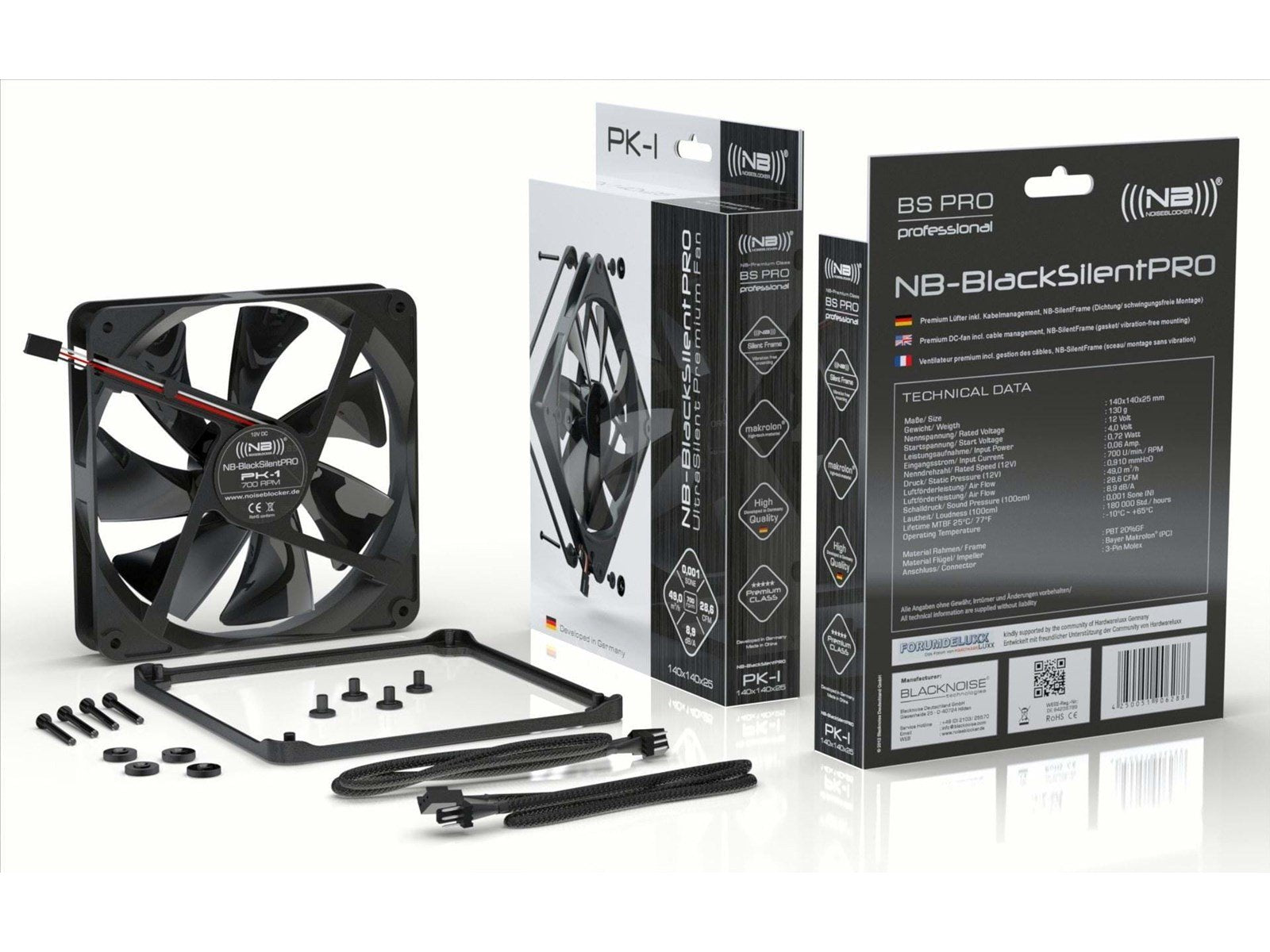 Blacknoise BlackSilent Pro PK-2 - Gehäuselüfter - 140mm - Schwarz - 22 dBA