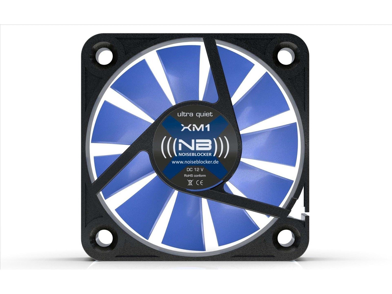 Blacknoise BlackSilentFan XM-2 - Gehäuselüfter - 40mm - Schwarz mit blauen Flügeln - 14 dBA