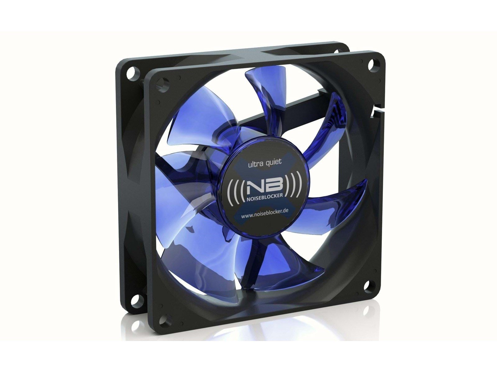 Blacknoise BlackSilentFan X-1 - Gehäuselüfter - 80mm - Schwarz mit blauen Flügeln - 10 dBA
