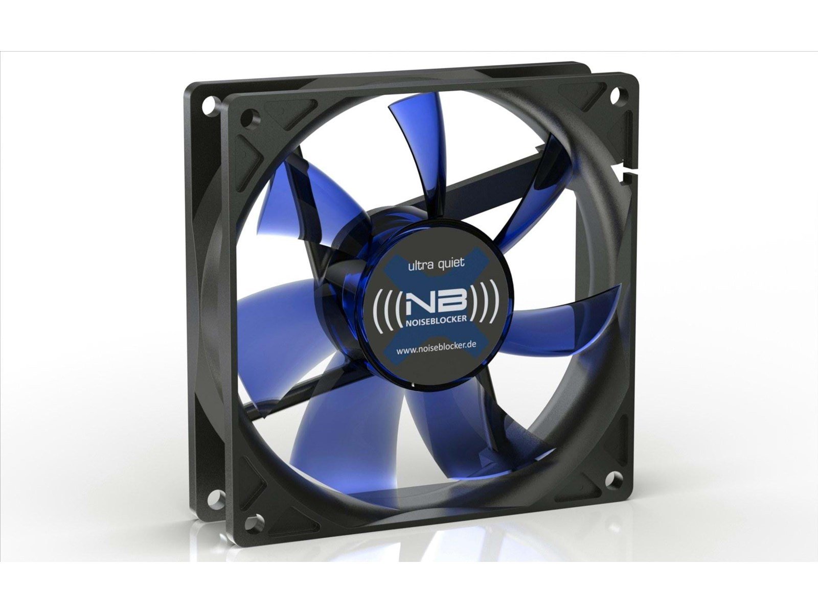 Blacknoise BlackSilentFan XE-1 - Gehäuselüfter - 92mm - Schwarz mit blauen Flügeln - 17 dBA