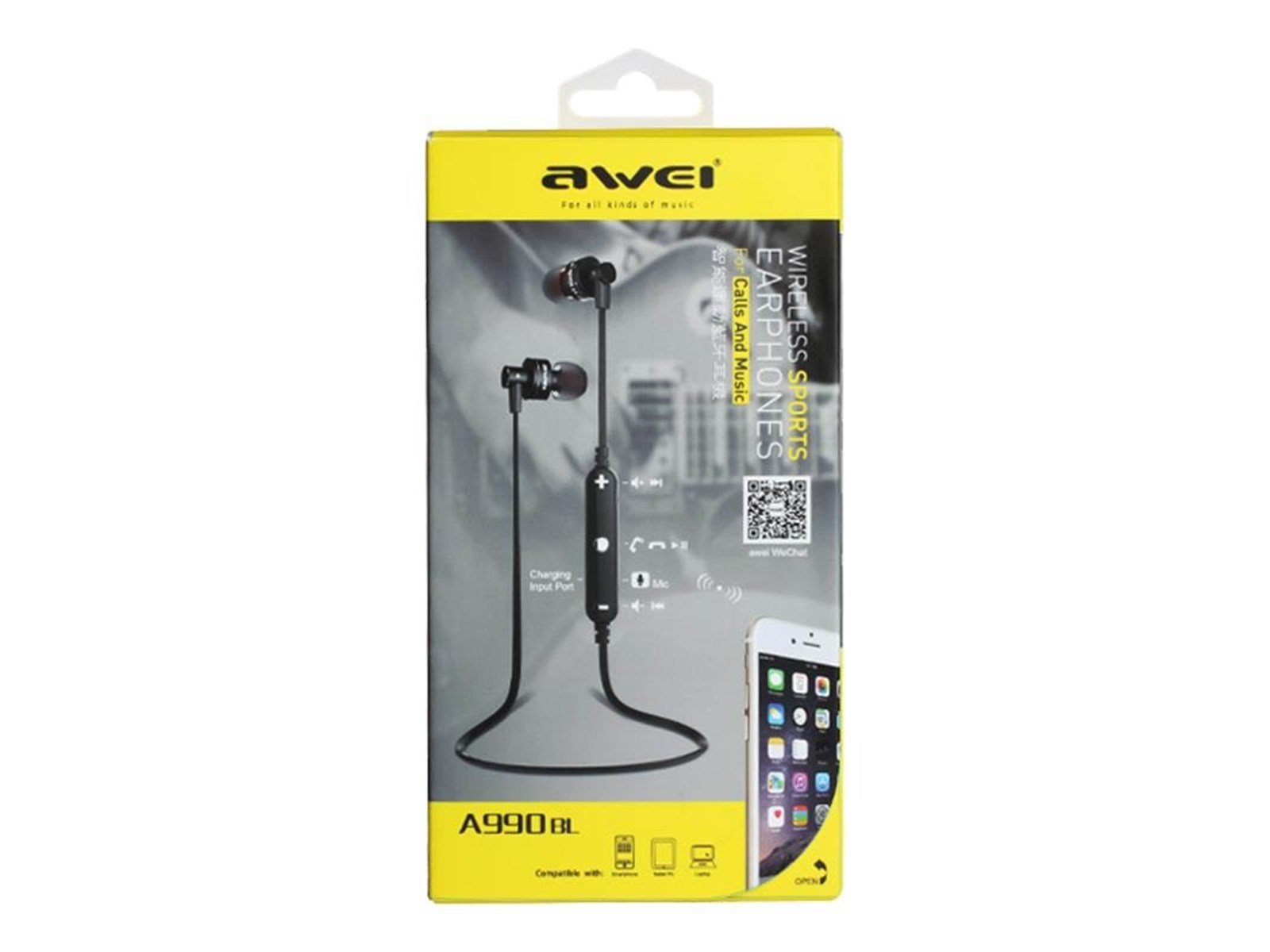Awei Bluetooth in-ear headphones with microphone