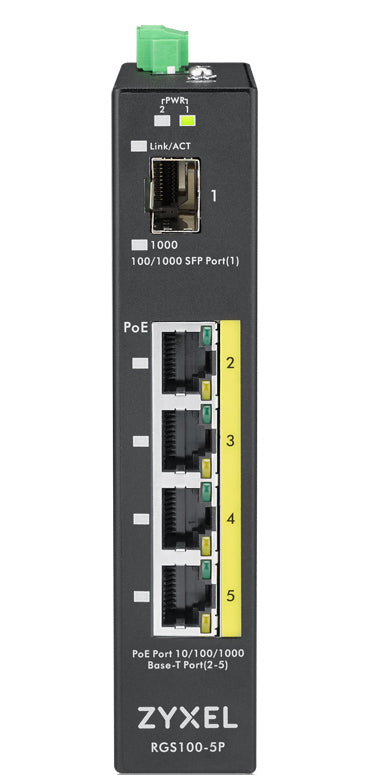 Zyxel Switch  5x GE RGS100-5P           PoE Switch