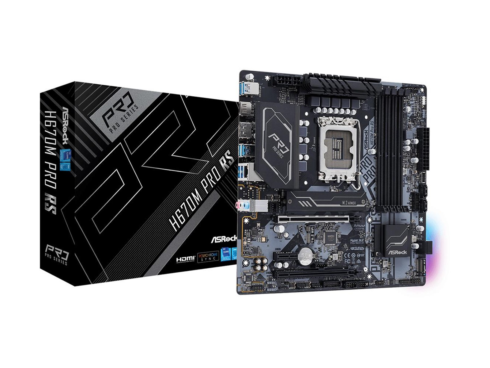 ASRock H670M Pro RS Mainboard - Intel H670 - Intel LGA1700 socket - DDR4 RAM - Micro-ATX
