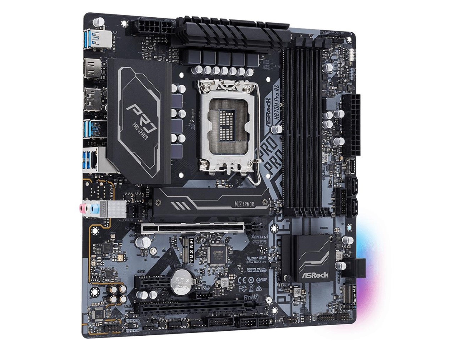 ASRock H670M Pro RS Mainboard - Intel H670 - Intel LGA1700 socket - DDR4 RAM - Micro-ATX