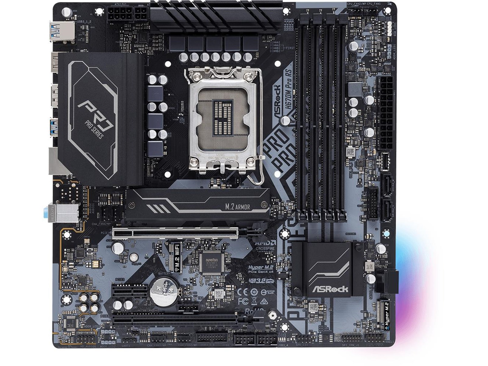 ASRock H670M Pro RS Mainboard - Intel H670 - Intel LGA1700 socket - DDR4 RAM - Micro-ATX