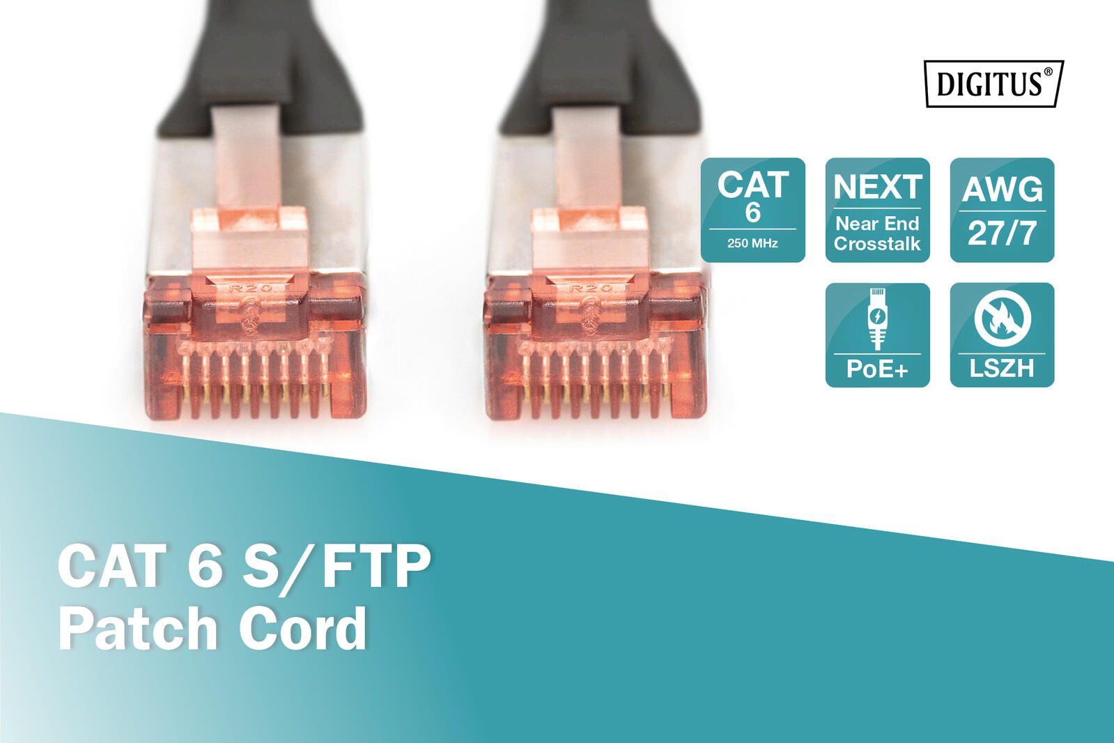 DIGITUS Patch-Kabel RJ-45 (M) zu RJ-45 (M) 7m Kupfer S/FTP Cat 6 schwarz (DK-1644-070/BL)
