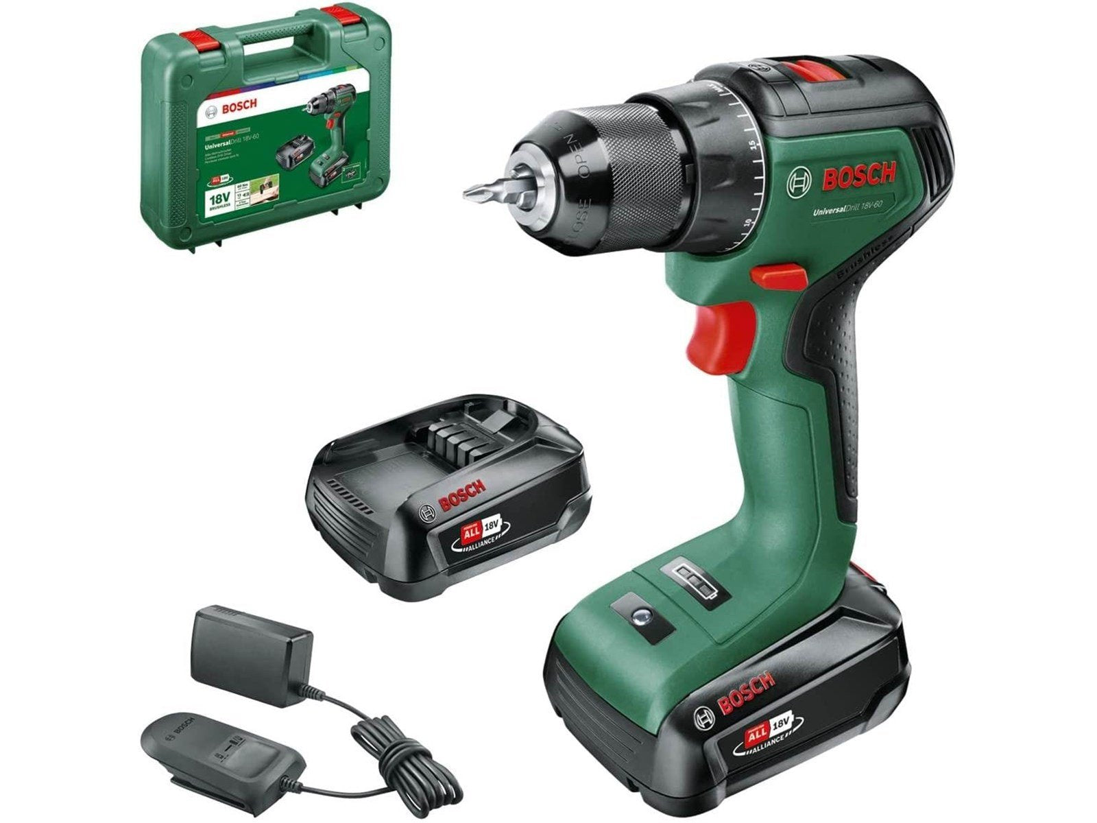 Bosch Cordless Drill Driver UniversalDrill 18V-60 2X2.0AH