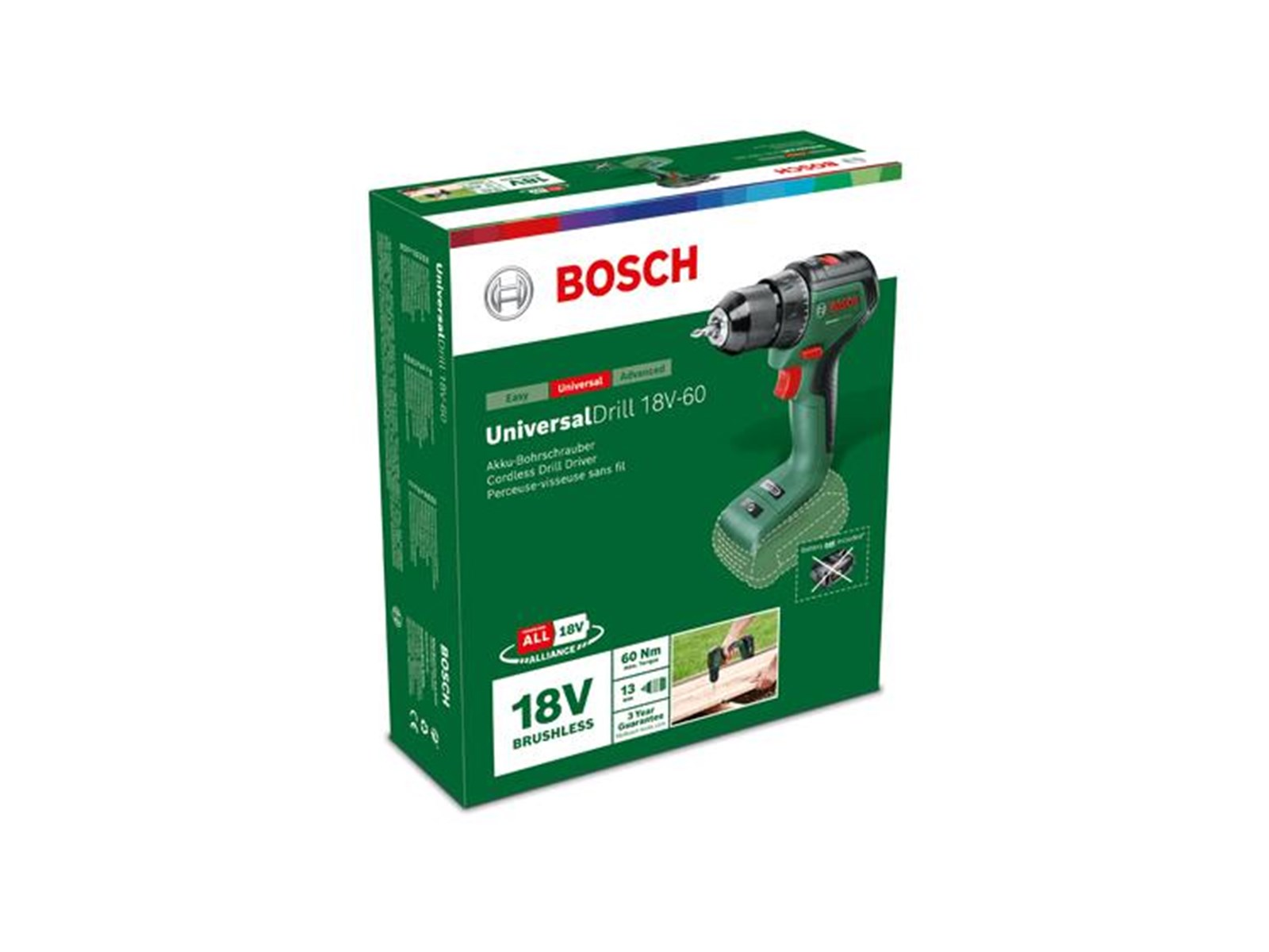 Bosch Cordless Drill Driver UniversalDrill 18V-60 2X2.0AH