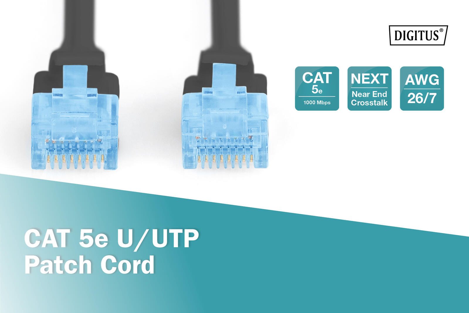 DIGITUS Patch-Kabel RJ-45 (M) zu RJ-45 (M) 5 m CCA U/UTP Cat 5e schwarz (DK-1512-050/BL)