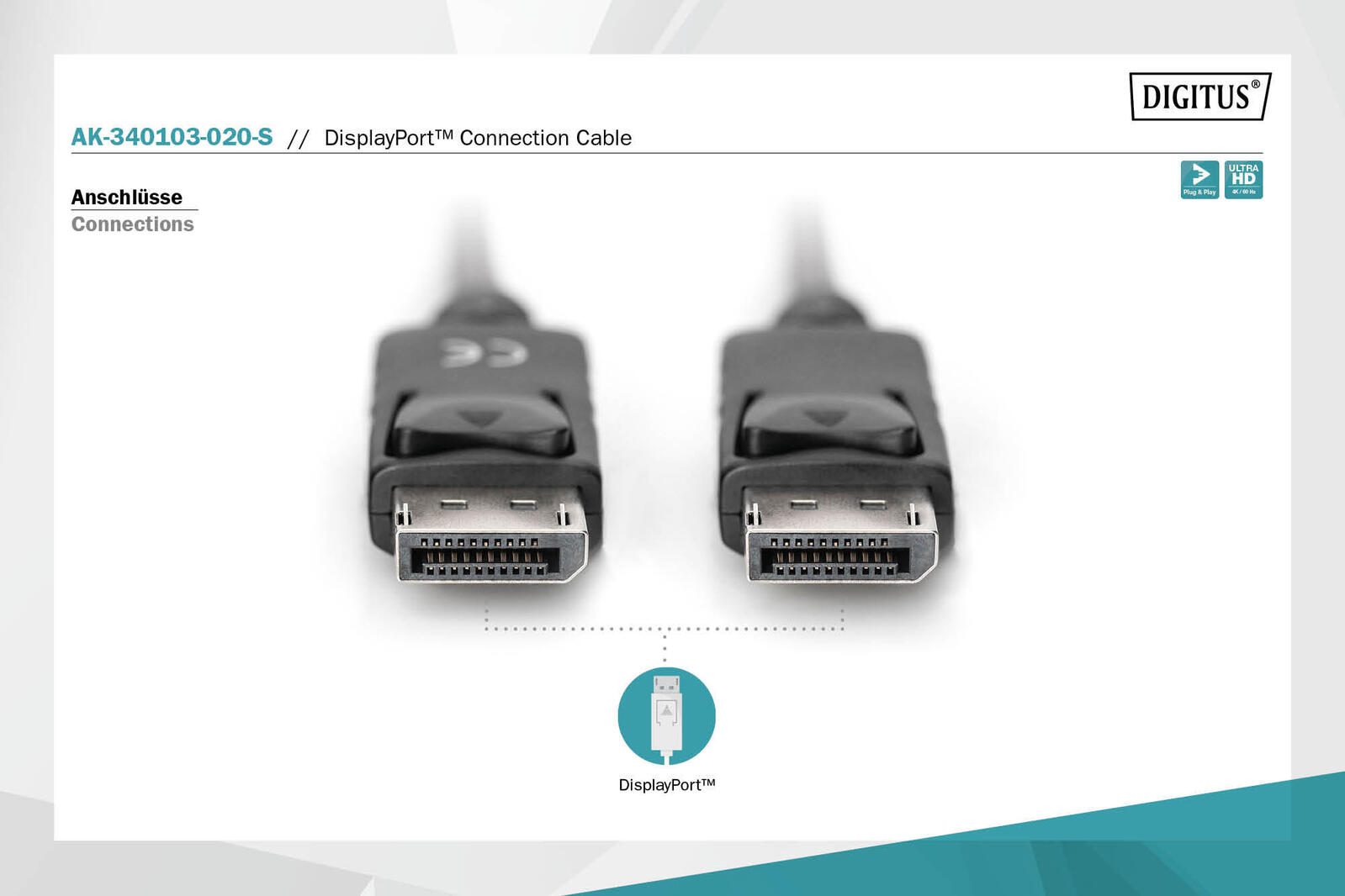 DIGITUS DisplayPort-Anschlusskabel 2m