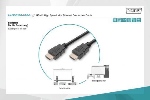 DIGITUS HDMI mit Ethernet-Anschlusskabel High Speed 1m